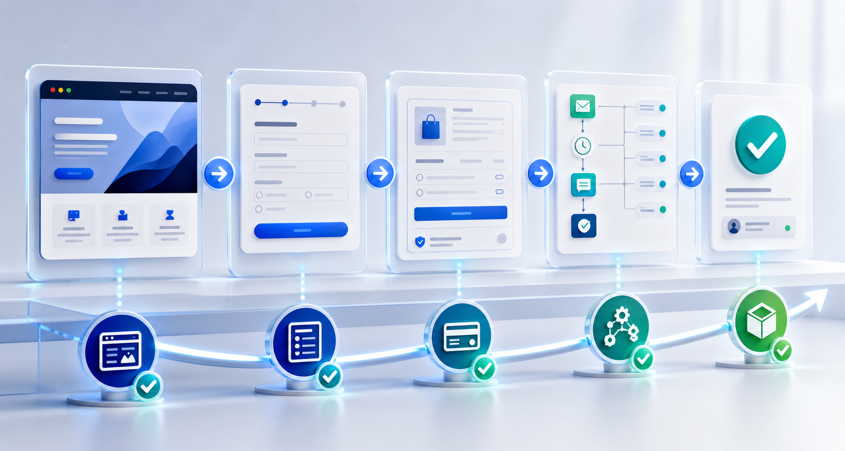 Zendory custom build path showing websites, forms, checkout, and systems